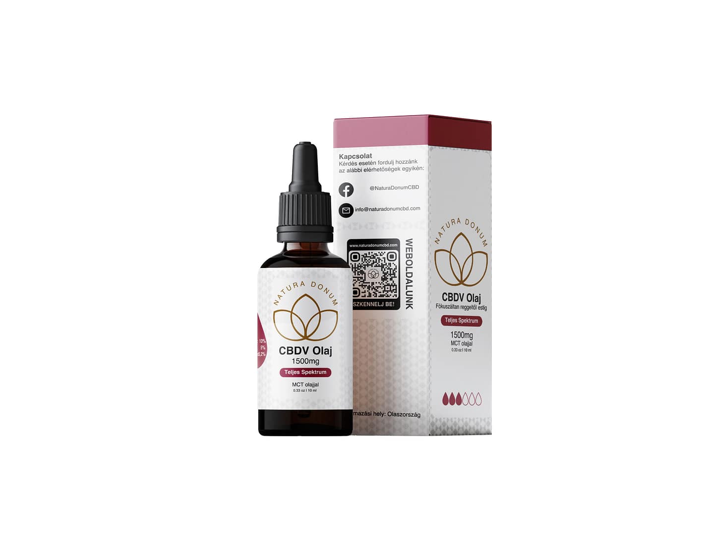 Natura Donum CBDV Olaj(15%) 1500mg Teljes spektrum MCT olajjal